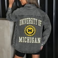 thumbnail image 6 of Women's Gameday Couture Black Michigan Wolverines Oversized Style's the Limit Micro-Rhinestone Stripe Washed Denim, 6 of 6