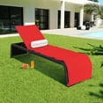 thumbnail image 4 of Gymax Ensemble de 2 Chaises Longues Inclinables de Patio en Rotin Réglables avec Coussin Rouge, 4 of 9