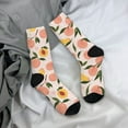 thumbnail image 5 of Daiia Peach With Leaves1 Print Crew Socks – Soft Breathable Long Socks for Men & Women, Moisture-Wicking & Comfortable Daily Wear Socks, One-Size Fits Most (US 5-11), 5 of 6