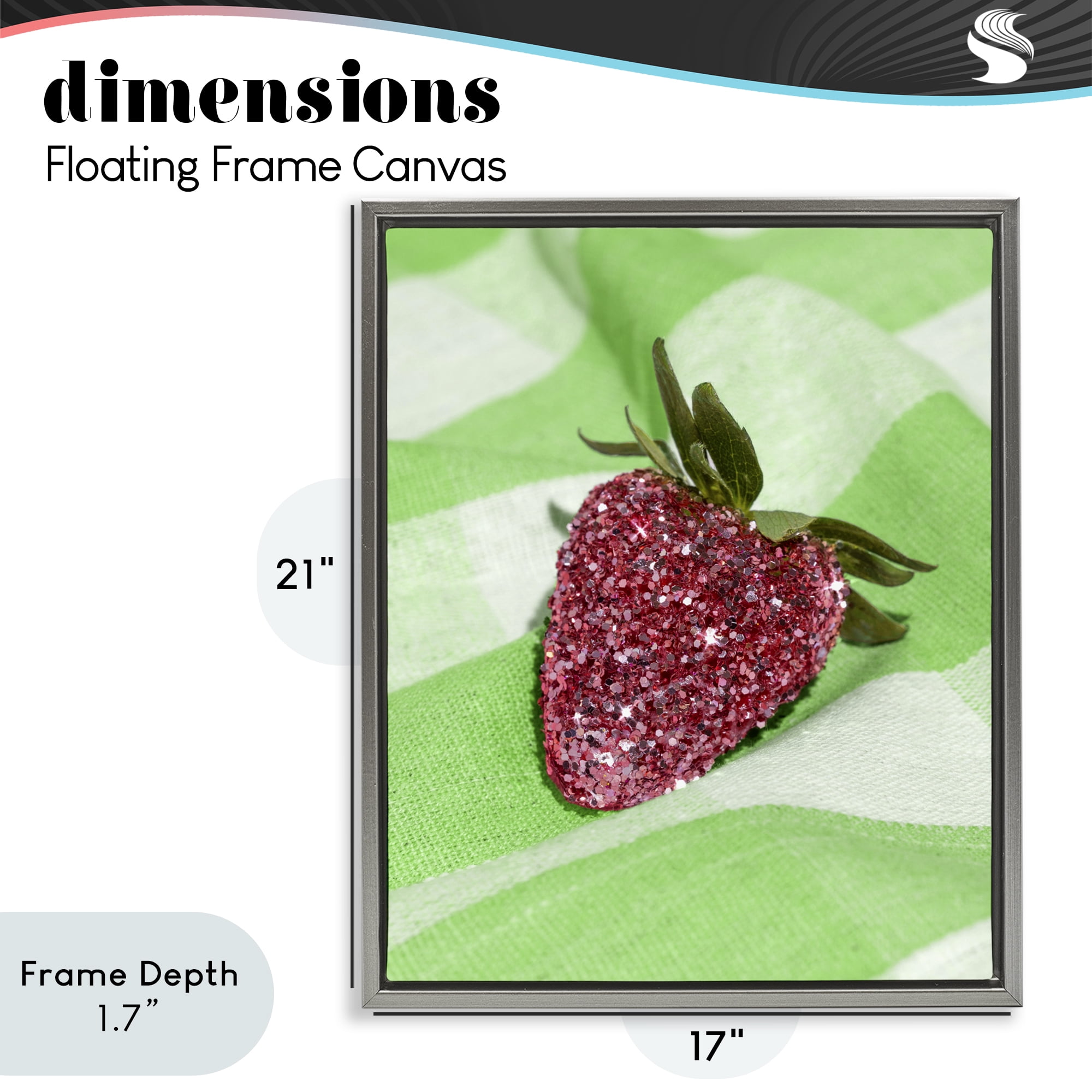 Stupell Industries Glimmer Strawberry on Green Gray Framed Floater Canvas Wall Art, design by LISH Creative