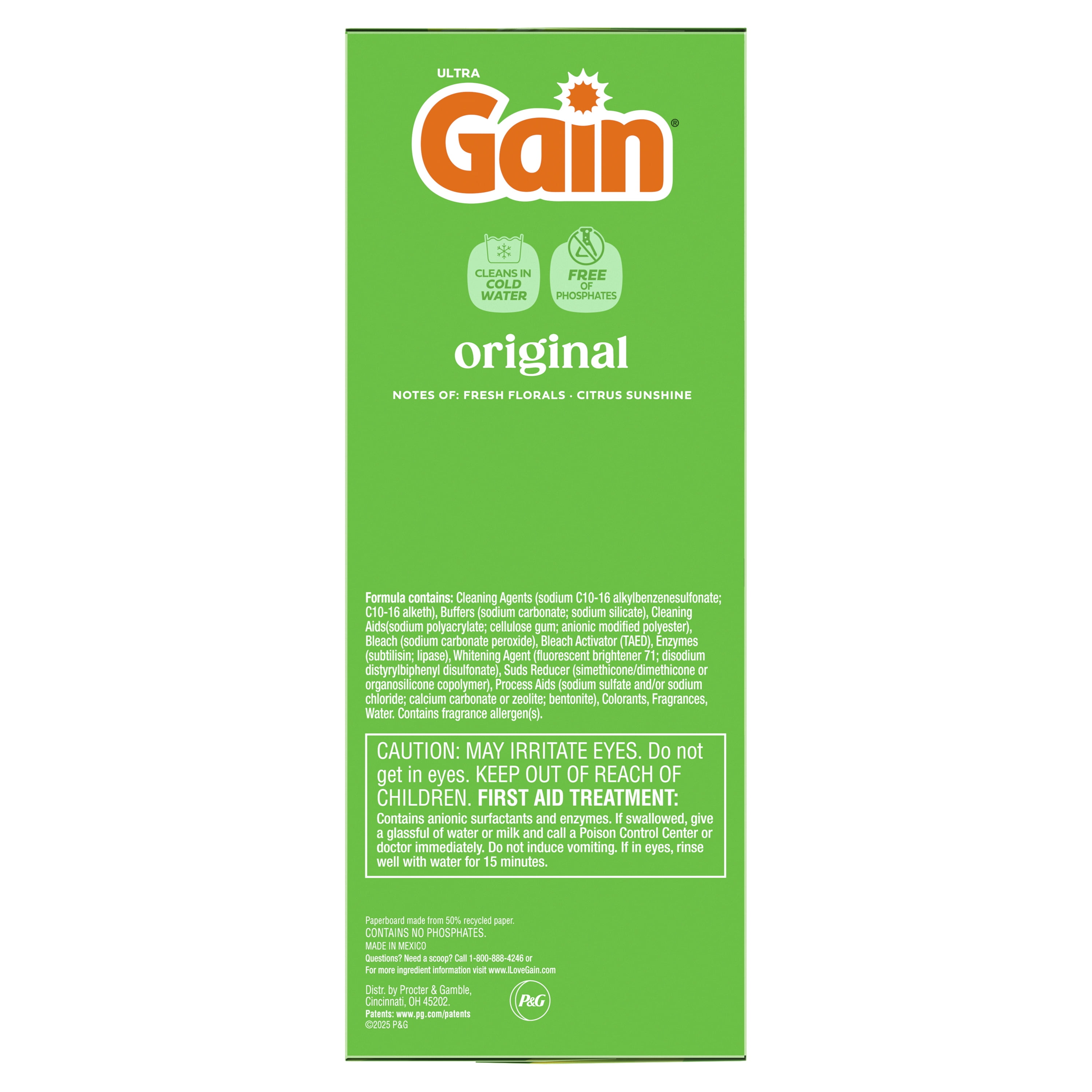 Gain Powder Laundry Detergent, Original Scent, 123 oz, 133 Loads