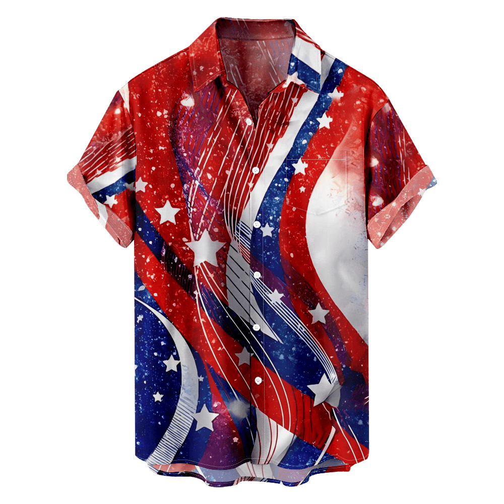 Hawaiian Aloha Beach Shirts July FourthHappy Independence Day USA Flag ...