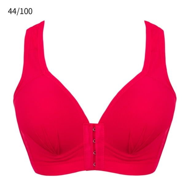 Sujetador Inalámbrico Transpirable Hebilla Frontal Correa Ancha Ropa Interior Delgada para Mujer Niña, Rojo, 44/100 kenally AP001203-41