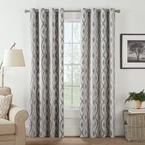 Eclipse Basel Geometric Dot Draft Stopper 100% Blackout Grommet 50 x 84 Curtain Panel in Blush