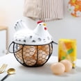 thumbnail image 4 of Wisremt Hen Shaped Metal Fruit Vegetable Storage Bowls Kitchen Eggs Baskets Holder With Lid Decoration Kitchen Accessories, 4 of 6