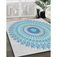 thumbnail image 2 of Ahgly Company Indoor Square Patterned Blue Novelty Area Rugs, 6' Square, 2 of 6