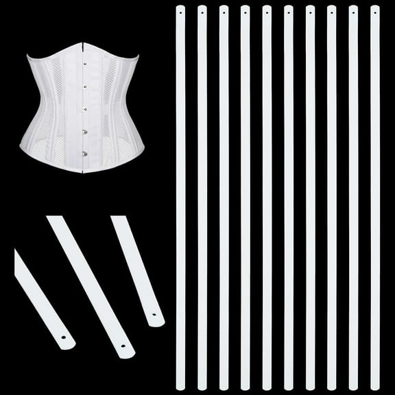 10pcs White Metal Boning 11.81 x 0.24 Inch Corset Strips White Webbing Boning for Bridal Dress Bustle Handmade Craft Wedding Dresses DIY Sewing Supplies White
