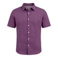 thumbnail image 5 of Men's Stretch Wrinkle-Free Soft Slim Fit Dress Shirts Short Sleeve Formal Wedding Business Casual Button Down Shirt,L, 5 of 6