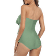 thumbnail image 3 of Hilor Womens One Piece Strapless Swimsuits Layered Flounce Swimwear Tummy Control Bandeau Bathing Suits, 3 of 7