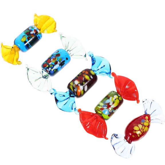 Set of 5 Cartoon Glass Candy Ornaments for Holiday and Festive Home Decorations