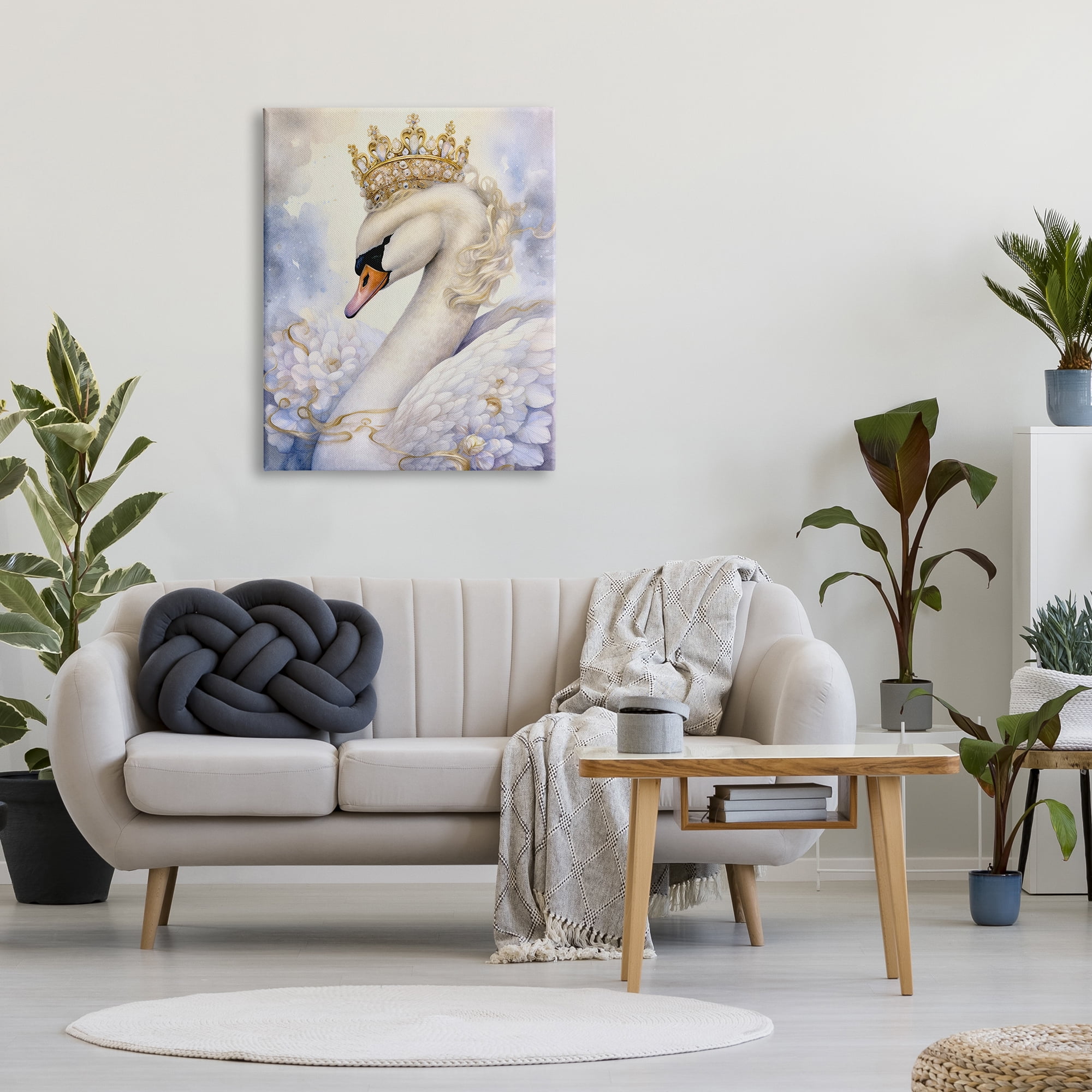 Stupell Industries Elegant Princess Swan Animals & Insects Painting Gallery Wrapped Canvas Art Print Wall Art, 30 x 40
