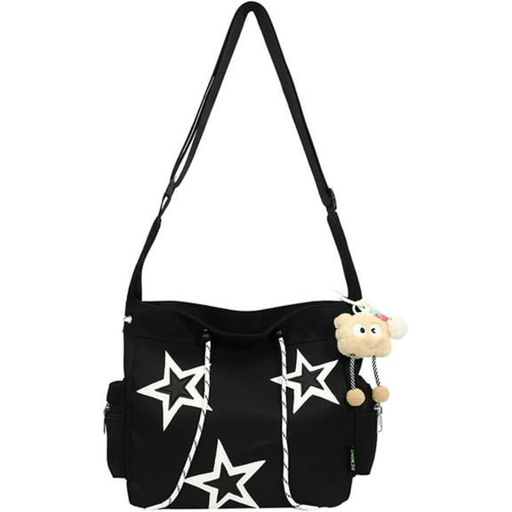 Vintage Star Messenger Bag, Cute Aesthetic Y2K Tote Bag for Women Men