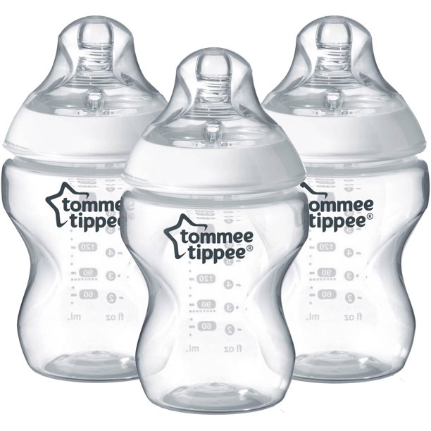 Tommee Tippee Closer to Nature Baby Bottles 9 ounces, Clear, 3 Pack