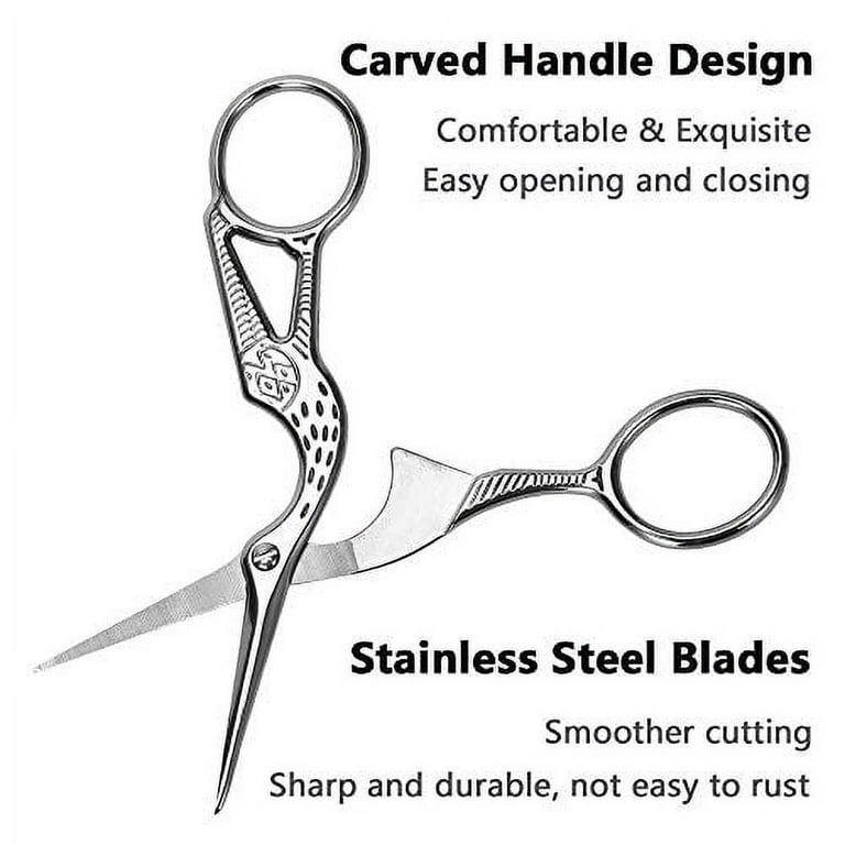 Stainless Steel Sharp Tip Small Scissors All Purpose for Crafting Art Work  Threading Needlework Cutting Tools, Stork Embroidery Scissors And Cross  Stitch Sewing Bird Small Tool Sewing Scissors (Sliver)