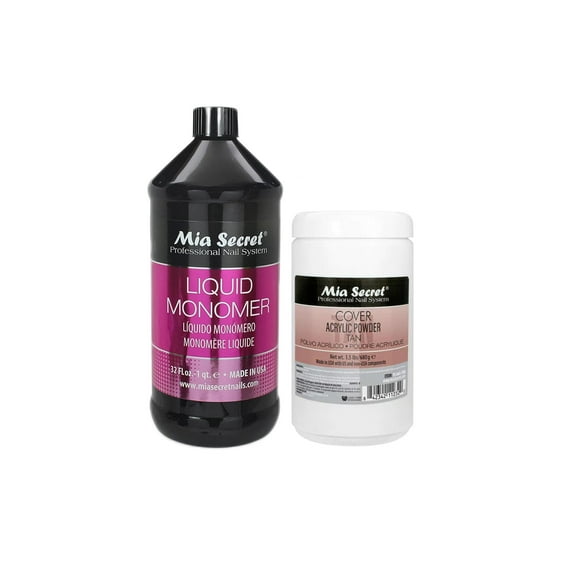Mia Secret - Liquid Monomer 32oz & Cover Acrylic Powder - Piel Canela 1.5lb