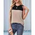 thumbnail image 3 of Women Casual Summer Round Neck Colorblock Sleeveless Tank Top Black+ XL, 3 of 6