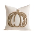 thumbnail image 3 of Fall Decorations Tufted Pumpkin Pillow Cover, 18x18 Inch Cream Linen Throw Cushion Case for Sofa & Bed, Autumn Harvest Accent (Insert Not Included) C, 3 of 6