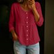 thumbnail image 2 of Eres Más Que una Camisa de Puntuación de Prueba Casual Quarter Sleeve V-Neck Top de Color Sólido para Mujeres, Haz Que Tu Propia Camisa de Moda Se Ajuste Suelto para el Uso Diario, 2 of 8