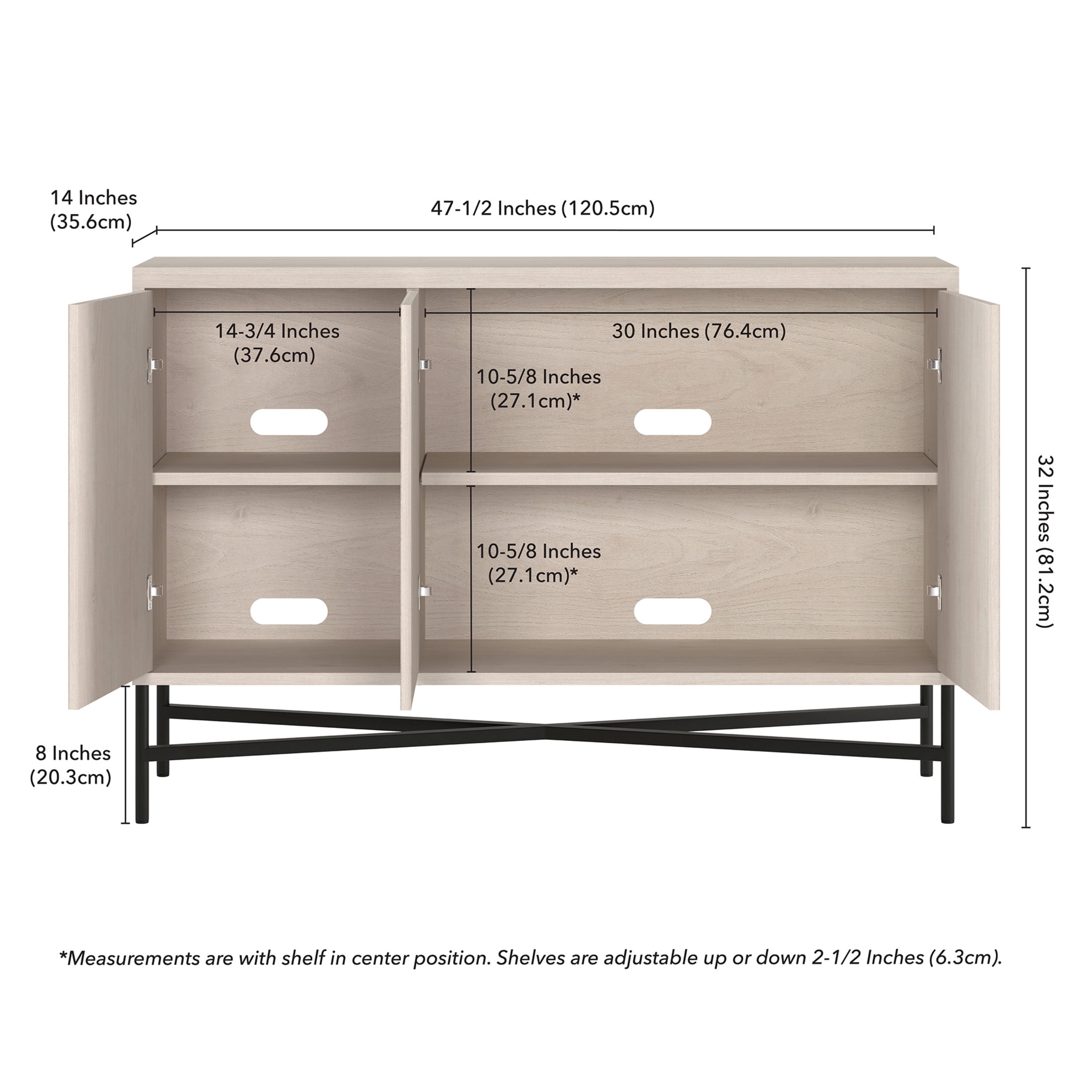 Evelyn&Zoe Brighton 48" Wide Rectangular Buffet Table, Alder White