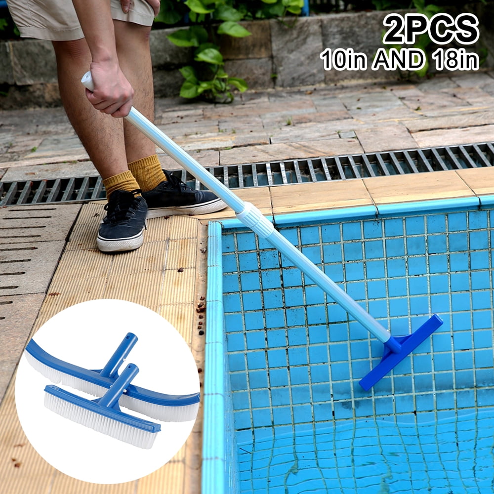 2PCS 10in 18in Pool Brush Durable Pool Floor Wall Cleaning Tool Pool