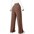 thumbnail image 4 of ManxiVoo Women's Autumn Winter Casual Pants with Side Pockets Comfort Stretch Trousers L Size Brown, 4 of 4