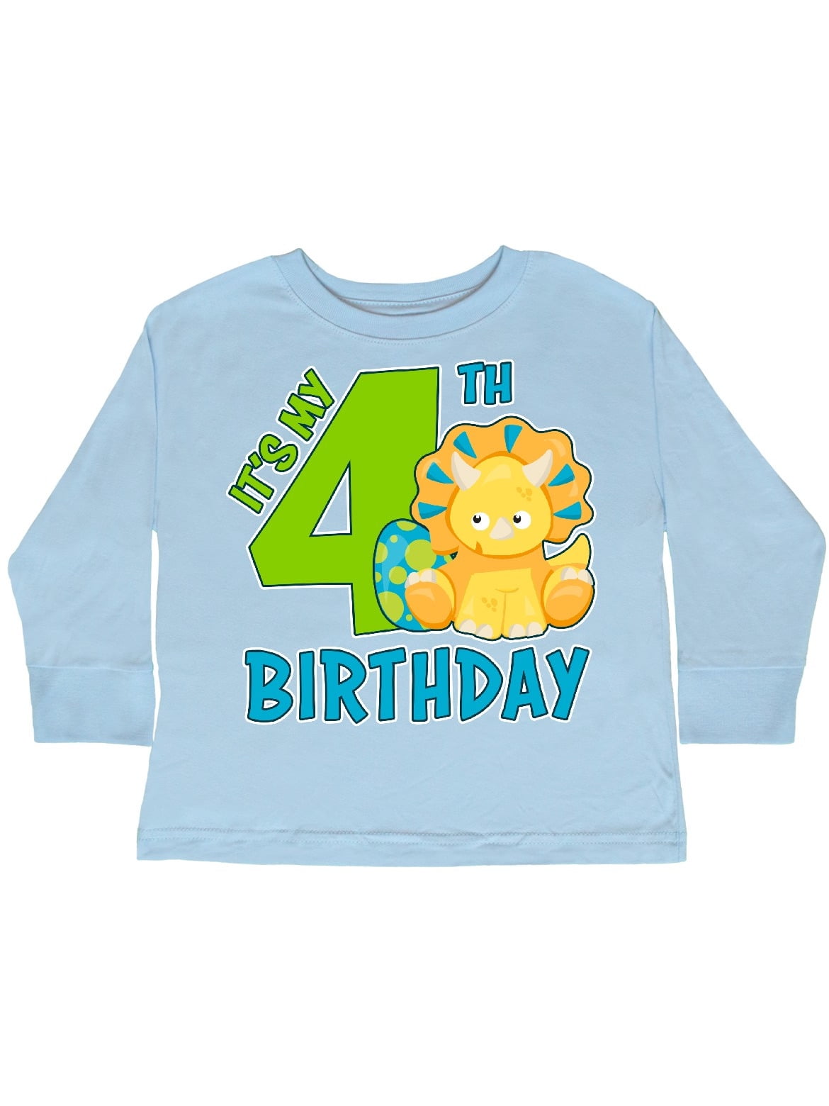 INKtastic - Its My 4th Birthday with Dinosaur Toddler Long Sleeve T ...
