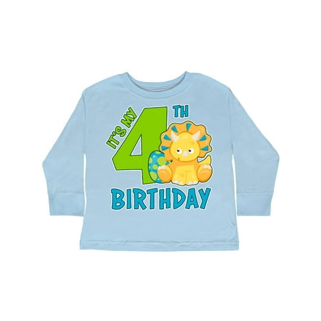

Inktastic Its My 4th Birthday with Dinosaur Gift Toddler Boy or Toddler Girl Long Sleeve T-Shirt