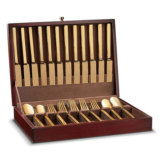 Cutlery Storage Box for Flatware, Silverware - Wooden Organizer for Forks, Knives & Spoons - Kitchen Drawer Caddy - Holiday & Everyday Use