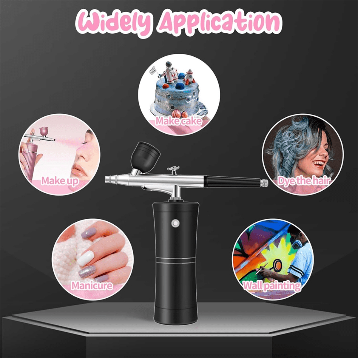 Airbrush Kit Cordless Mini Airbrush with Compressor Set with 0.3mm Nozzle Portable Makeup Oxygen Machine B