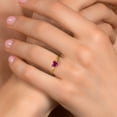 thumbnail image 4 of Gem Stone King 14K Two Tone Gold Red Created Ruby Solitaire Engagement Ring for Women | 0.60 Cttw | Heart Shape 5MM | Gemstone July Birthstone | Size 7, 4 of 6