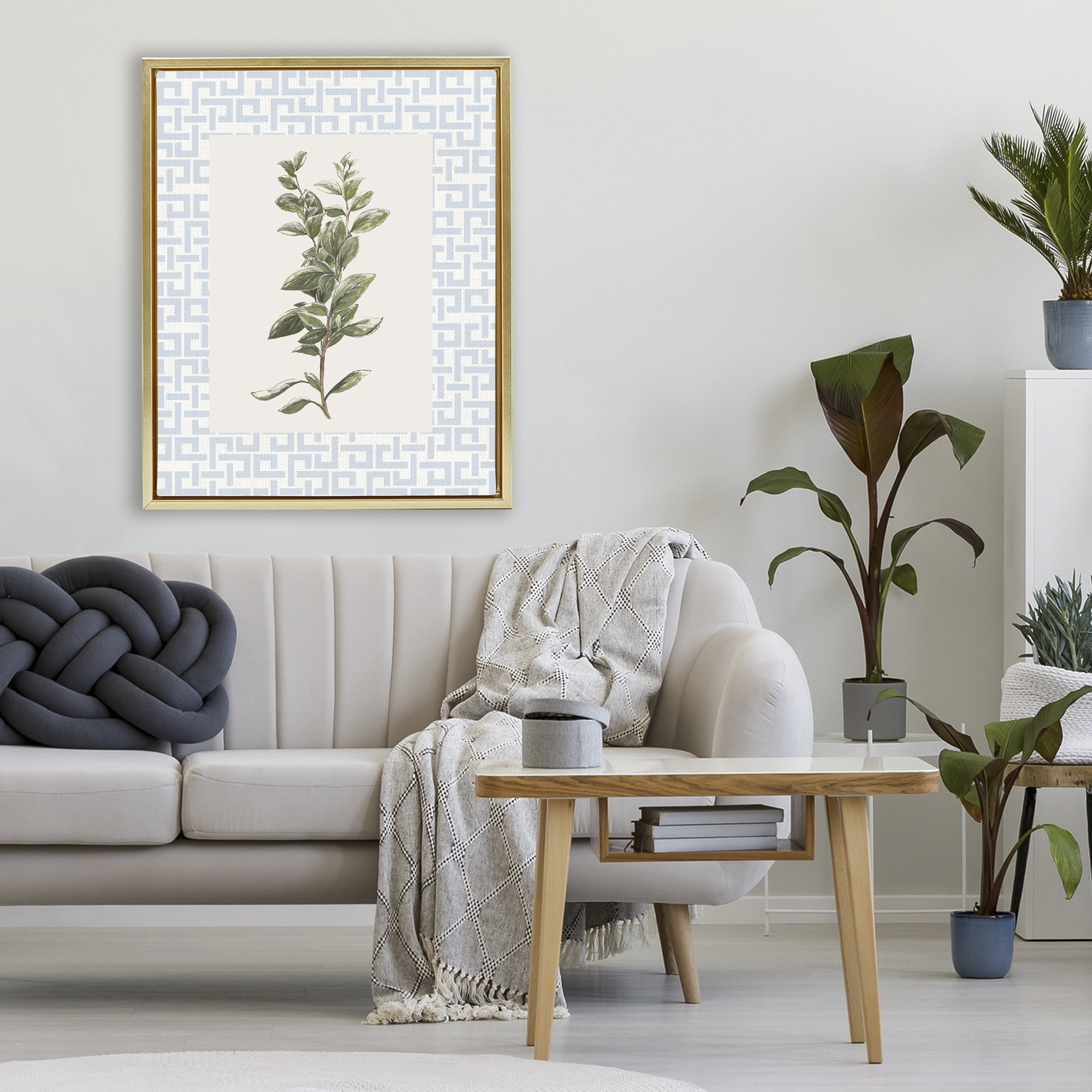 Stupell Industries Fresh Herb on Geometric Gold Framed Floater Canvas Wall Art, design by Diannart