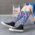 thumbnail image 5 of Naloa Blue Flower Skull Thigh High Socks Extra Long Stretchy Sock Women Over Knee High Opaque Stocking Daily Wear, 5 of 6