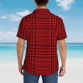 thumbnail image 4 of KLL Red Black Houndstooth Print Men's Hawaiian Shirt Short Sleeve Button Down Beach Shirts,Medium, 4 of 7