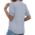 thumbnail image 5 of NMMUED Summer Tops for Women Casual V Neck Shirts Floral Print Short Puff Sleeve Loose Fit Blouses with Button Cuffs Boho Tees Trendy Dressy Work Office Wear Blue S, 5 of 8