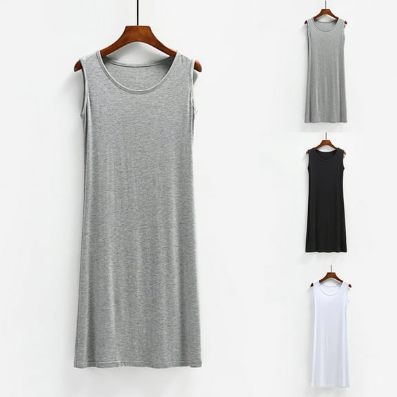 USSUMA Skirts for Women Trendy Summer Dress Sleeveless Crew Neck Casual Plus Size Dress Maxi Dress Trendy Skirt Comfortable Skirt Party Reduced Price Black Dress Size-L