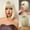 Blonde, variant on Creamily 12" Blonde Bob Wig with Bangs Dark Root - Short Straight Synthetic Wigs for Women Heat Resistant