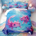 thumbnail image 2 of Manfei Colorful Axolotl Twin Quilt Set,Pastel Salamander Twin Coverlet Set,2-Piece,1 Bedspread and 1 Pillowcase, 2 of 7