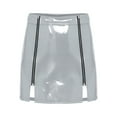 thumbnail image 3 of YiZYiF Womens Latex High Waist Mini Skirt Pu Leather Wet Look Bodycon Skirts for Rave Party Clubwear Silver XXL, 3 of 6