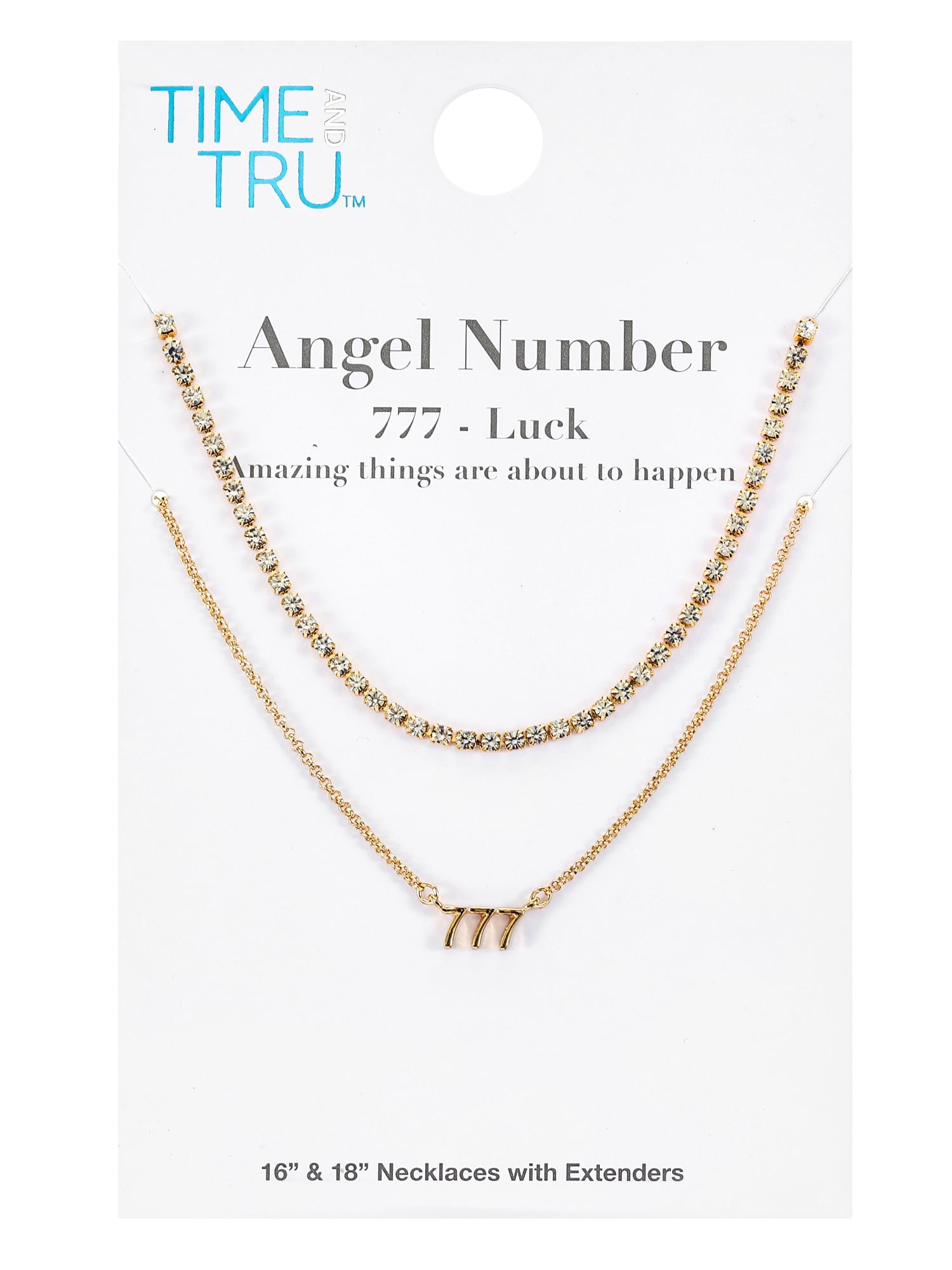 Time and Tru Goldtone Angel Number 777 Necklace Set, 2 Pieces