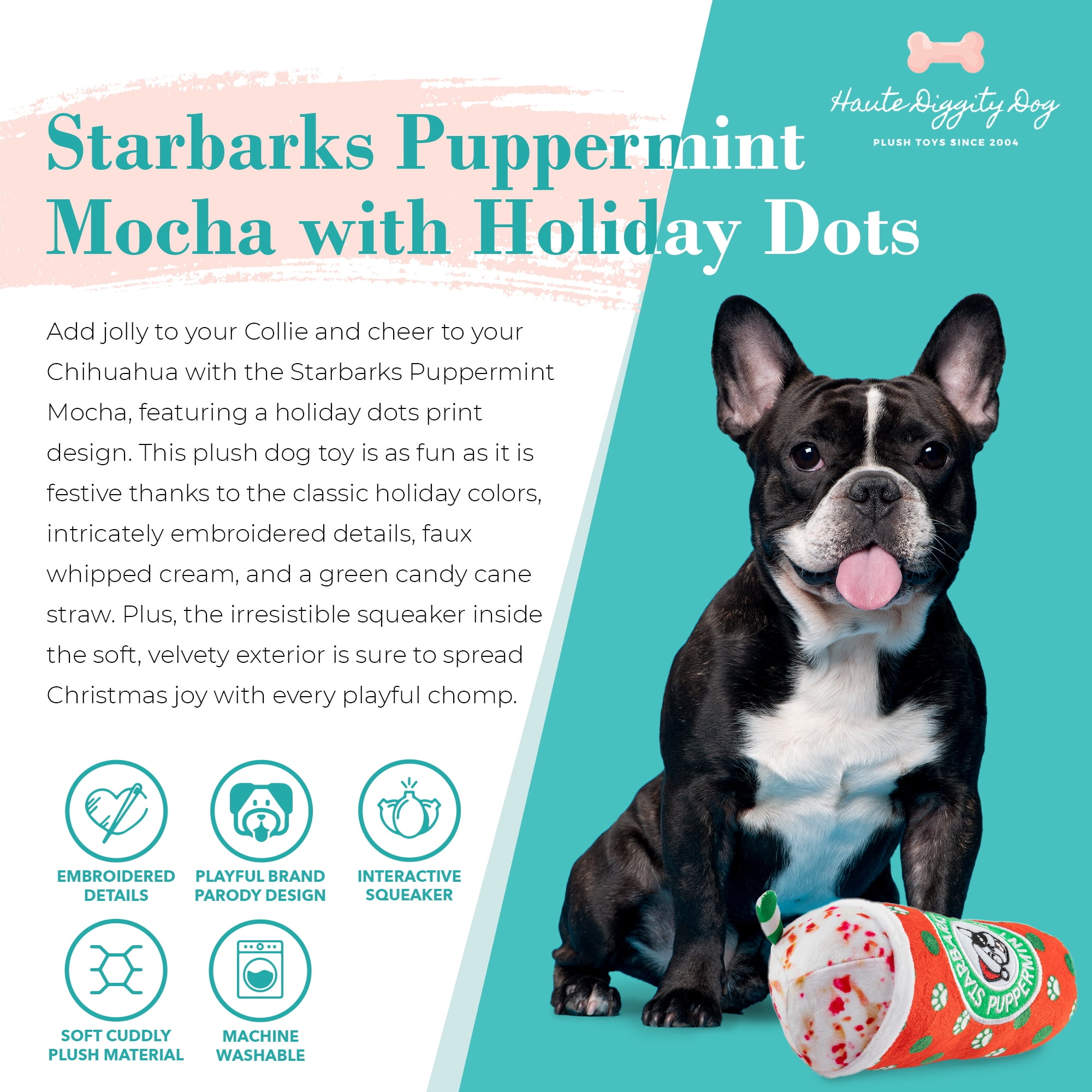 Haute Diggity Dog Starbarks Frenchie Roast Plush Toy - Large