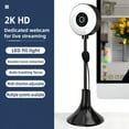 thumbnail image 1 of 4K Webcam with Microphone  Web Cameras with Light  Desktop Streaming USB Face Web Cam with Bracket for Facebook  YouTube  Skype  TV  PC, 1 of 9