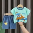 thumbnail image 3 of UAYOTSE Boys Short Sleeved Shorts Suit Comfortable Breathable Fashion Cartoon Cotton Baby Cartoon Print Suit girls under $10(3-6 Months,Mint Green), 3 of 3
