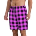 thumbnail image 2 of Naloa Purple Black Buffalo Plaid Men's Beach Shorts, Surfing shorts, Swim trunks, Quick Dry Swim Trunks for Surfing Beach Fun - Large, 2 of 9