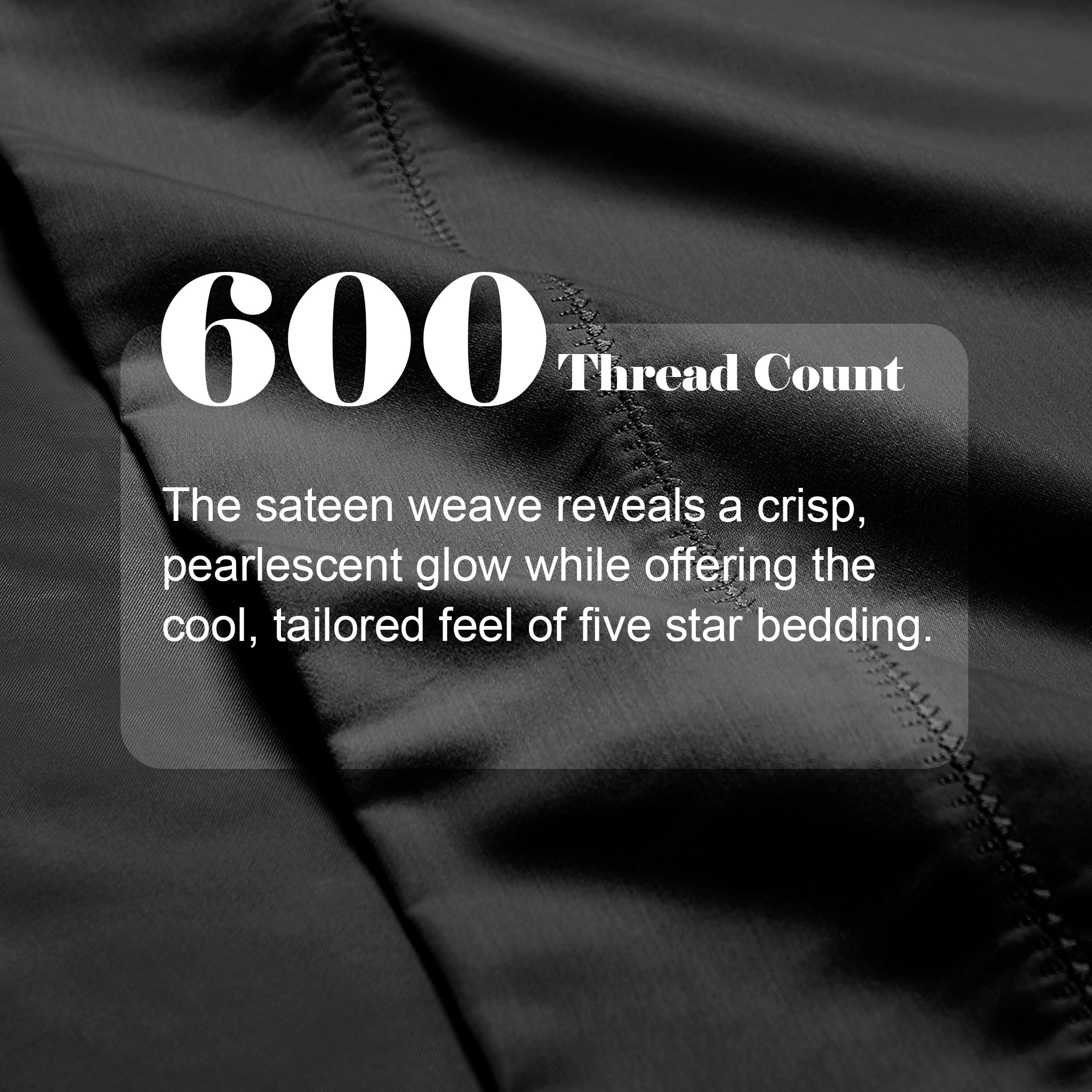 Superior Cotton Blend 600 Thread Count Embroidered Pillowcases , Set of 2, Standard Size, Black