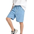thumbnail image 4 of hengsof Boy's Summer Thin Elastic Waist Shorts Children's Solid Color Pocket Casual Summer Shorts Loose Comfortable Knee Length Shorts Ages 3-14 Years, 4 of 5