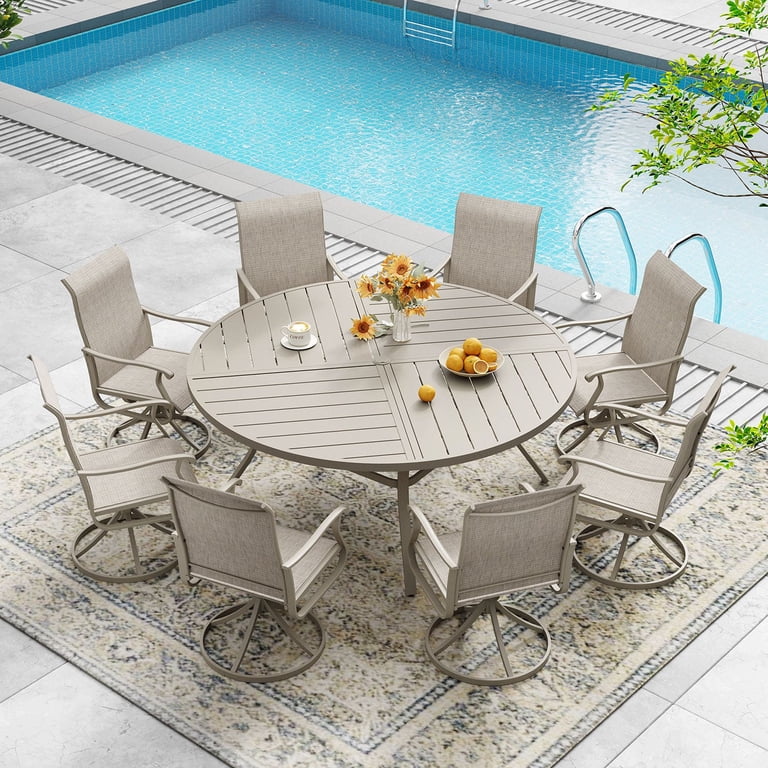 60 inch outdoor patio dining table umbrella Patiomore Table, 60" x 37"Outdoor Rectangular Metal Table,1.57" Hole, for Backyards, Porches, Gardens or Poolside, Black This charming VICLLAX 60" Round Patio Table,