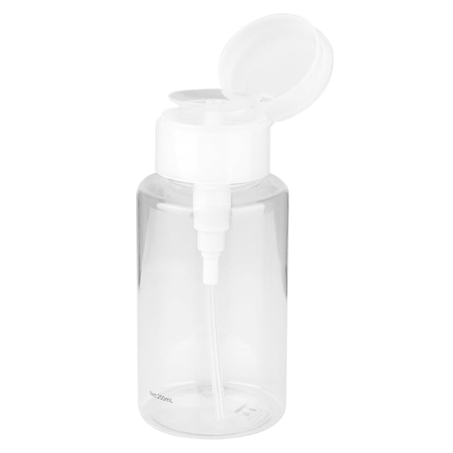 Botella de cosméticos, botella de viaje tipo prensa transparente de 200 ml, botella de almacenamiento de champú, parte superior de la línea