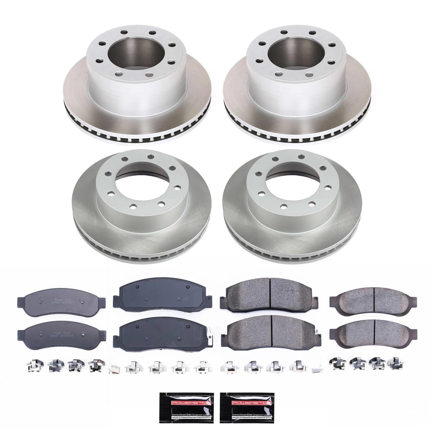 PowerStop Front and Rear Semi-Coated Rotor and Low-Dust Ceramic Brake Pad Kit SC5459