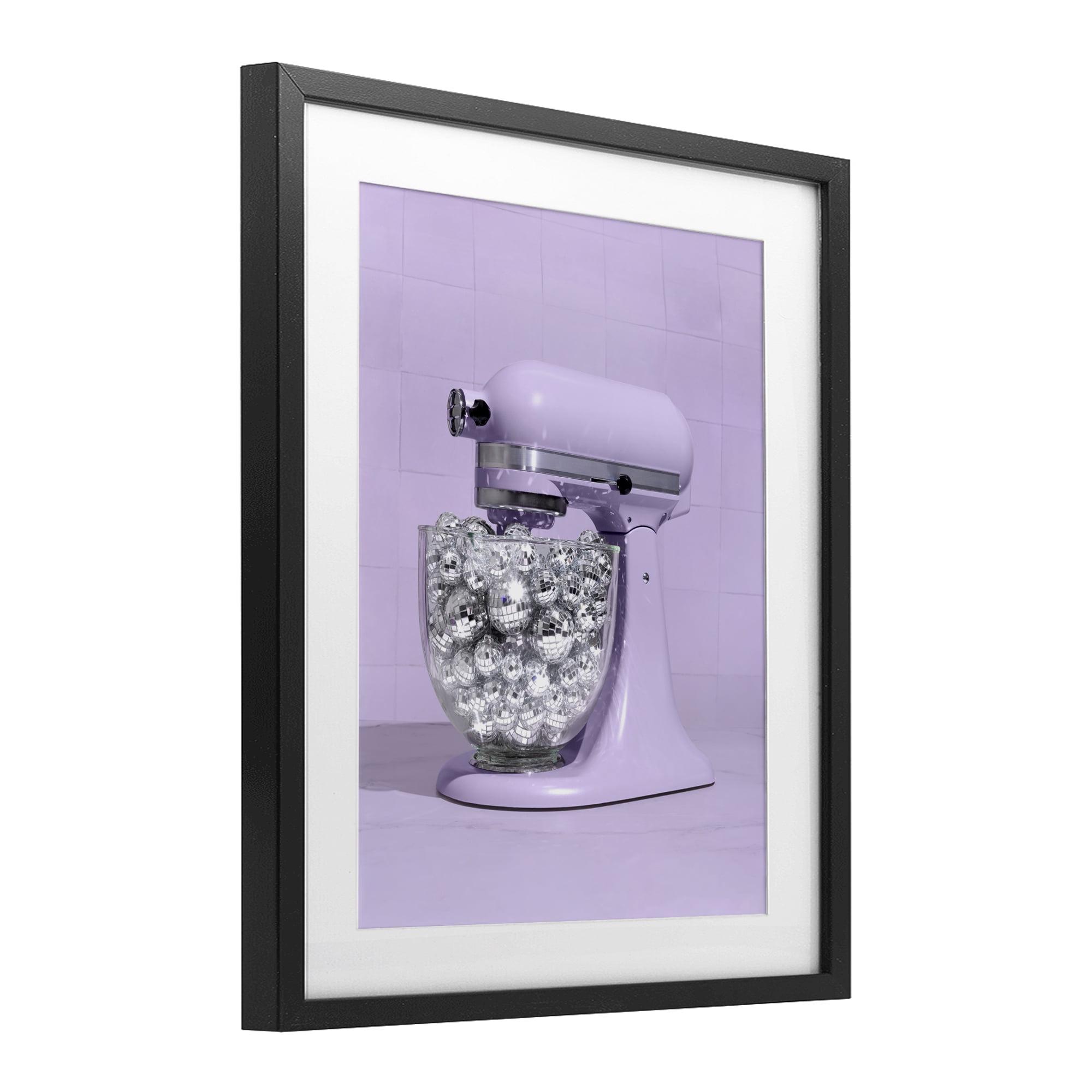 Stupell Industries Disco Kitchen Mixer over Purple Black Framed Print Under Glass, design by LISH Creative