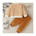 thumbnail image 7 of Odeerbi Infant Boys Girls Fall Winter Outfits Fleece Velvet Sweatsuits Thermal Sweatshirt Sweatpants Set Kids Striped Bear Head Plush Warm Outerwear Suit Infant Clothes Khaki, 7 of 7